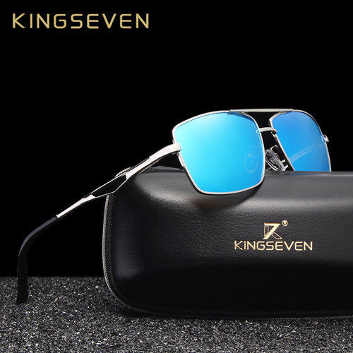 KINGSEVEN Brand Stainless Steel Men's Rectangle Sun Glasses